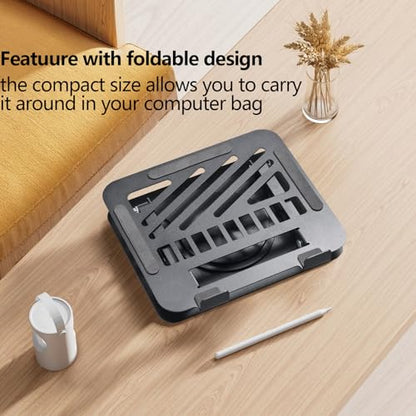 Laptop Stand for Desk Adjustable Computer Stand 360° Rotating with Hollow Ventilation Board Large Weight Capacity Laptop Riser Adjustable Height Laptop Stand for All 10" - 17'' Laptops