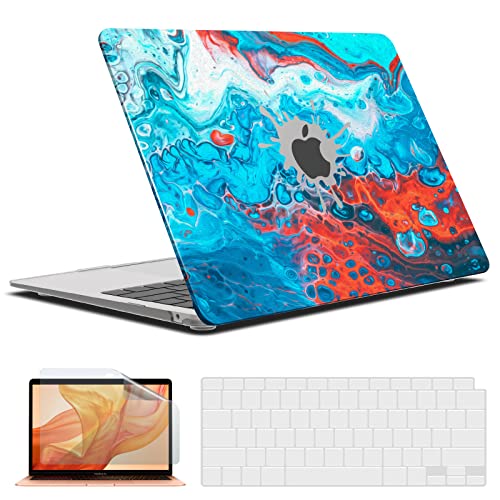 IBENZER Compatible with New MacBook Air 13 inch case 2022 2021 2020 M1 A2337 A2179 A1932, Hard Shell Case&Keyboard Cover&Screen Film for Mac Air 13 with Touch ID (2018-2022), Blue Bubble, AT13-BLBB+2 - color: Blue Bubble