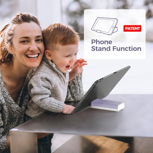 CLICK CLEAN Screen Cleaner with Pull-Out Stand & Microfiber, Purple | Fine Mist Spray, Streak-Free, Anti-Static, Removes Fingerprints & Smudges, Gentle Formula, For Phones, Laptop and Tablet - color: Purple
