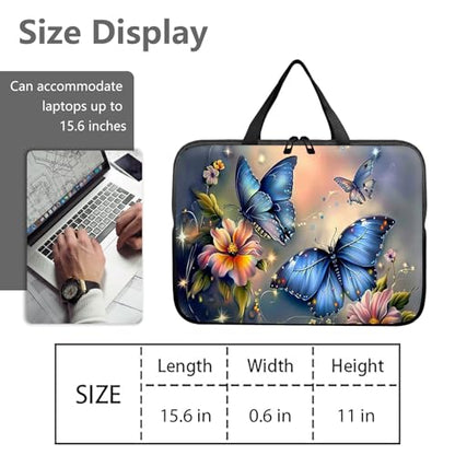14" 15" Laptop Handle Bag Computer Bag,14.2" 15.4 inch Pouch Holder Notebook Sleeve Cover Compatible for Dell,Lenovo,Toshiba HP, Asus Notebook Messenger Briefcase-Blue butterfly - color: Blue Butterfly