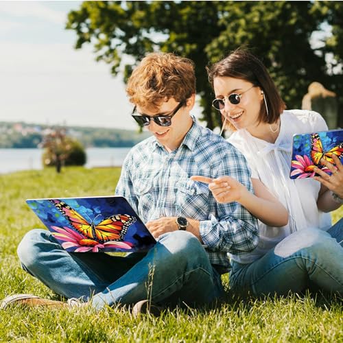 Universal Laptop Skin Sticker with 2 Wrist Pad Skins, Waterproof Scratch Resistant Vinyl Laptop Cover Decal, Cut to Fit for 11–15.6 Inch MacBook HP Dell Lenovo, Butterfly Flower - color: Butterfly Flower