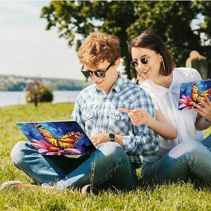 Universal Laptop Skin Sticker with 2 Wrist Pad Skins, Waterproof Scratch Resistant Vinyl Laptop Cover Decal, Cut to Fit for 11–15.6 Inch MacBook HP Dell Lenovo, Butterfly Flower - color: Butterfly Flower
