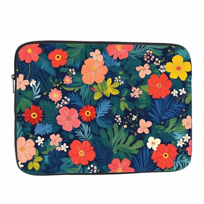 Laptop Sleeve Bag 15.4 15.6 Inch,Floral Bright Colorful Flowers and Leaves Protective Polyester Computer Cases Laptop Cover Briefcase Bag Tablet Travel Cover - color: LPS-003
