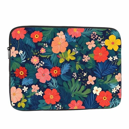 Laptop Sleeve Bag 15.4 15.6 Inch,Floral Bright Colorful Flowers and Leaves Protective Polyester Computer Cases Laptop Cover Briefcase Bag Tablet Travel Cover - color: LPS-003