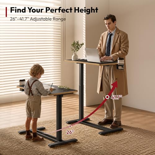 SANODESK 28''Pneumatic Adjustable Overbed Bedside Table with Hidden Casters | Medical Mobile Side End Table Laptop Computer Standing Desk Cart with Tray, Hospital and Home Use,27.6"W x 15.7"D,Black Maple - color: Black Maple, size: Small