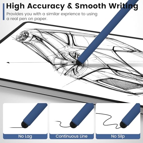 MEKO Stylus Pens for Touchscreens, 2 in 1 Capacitive Stylus | 3 Pack Thin Rubber Tip, High Sensitivity, Compatible with iPad,Switch, iPhone, Android All Touch Screens - color: Black & Red & Blue