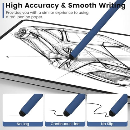 MEKO Stylus Pens for Touchscreens, 2 in 1 Capacitive Stylus | 3 Pack Thin Rubber Tip, High Sensitivity, Compatible with iPad,Switch, iPhone, Android All Touch Screens - color: Black & Red & Blue