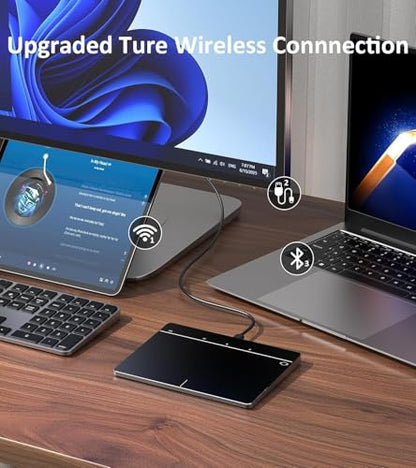 Wireless Bluetooth Trackpad for Windows 10 & 11, 3-in-1 Connectivity Modes,High Precision Control, Portable Multi-Touch Gestures touchpad for PC & Laptop (Black)
