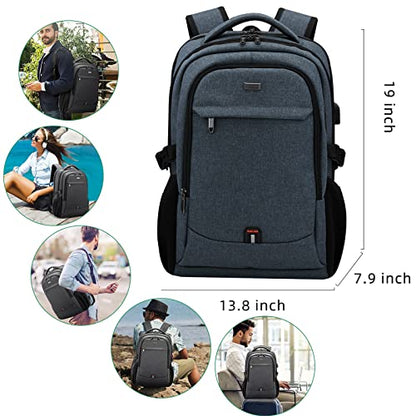 17 Inch Travel Laptop Backpack Water Resistant College Backpack for Men Laptop Bag with USB Charging Port,Dark Grey - color: Dark Grey