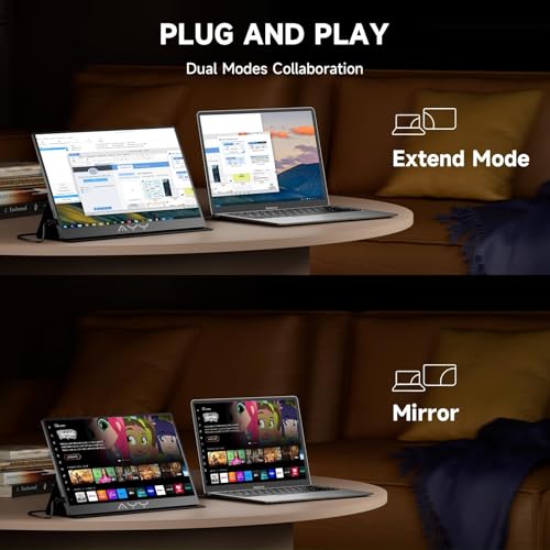 AYY 15.6 Inch Portable Monitor 1080P FHD USB-C HDMI External Display for Laptop Phone MAC PS5 Switch Xbox, Ultra-Slim 100% sRGB Portable Second Screen with Dual Speakers & Smart Cover, IPS, Black - size: 15.6 inch, style: 60Hz/IPS/1080P