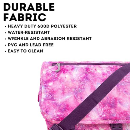 J World New York Terry Messenger Bag for Women Girls School Kids - color: Purple Galaxy