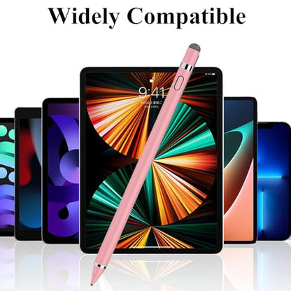 CMARS Active Stylus Pen for Touchscreen, Rechargeable Universal Pencil for iPad, Digital Fine Point Tablet Pens Compatible with Android/iPhone/iPad mini/Pro/Air/Samsung and More Tablet/Phone - Pink - color: Pink