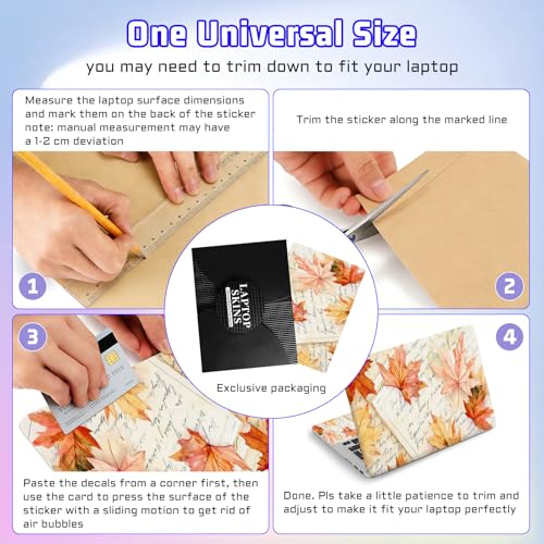 Universal Laptop Skin Sticker Decal, Compatible with MacBook HP Dell Lenovo 12"-15.6", Reusable Vinyl Notebook Cover 3PCS Set, High-Recognition Film-Autumn Maple Leaf - color: Autumn Maple Leaf