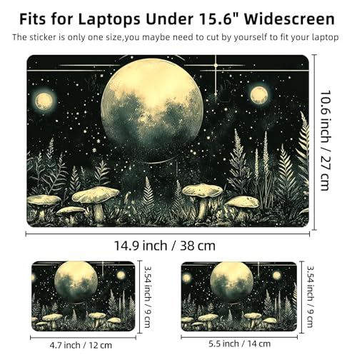 Aesthetic Laptop Skin Cover,12-15.6 Inch Universal Vinyl Sticker Decal,Moonlight Mushrooms Forest Waterproof Scratch-Resistant Notebook Wrap,Removable Residue-Free Protector - color: Moonlight Mushrooms Forest