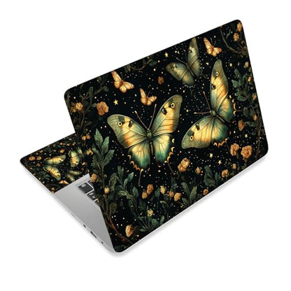 Universal Laptop Skin Sticker Decal,15.6 Inch Laptop Vinyl Cover for 13" 14" 15.6" Laptop,Scratch-Resistant Waterproof Protector Wrap,Reusable with Wrist Pads,Golden Butterflies on Starry - color: Golden Butterflies on Starry