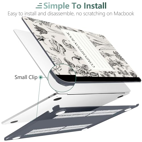 for MacBook Air 13 Inch (13.6 Inch) Case, M5/M4/M3/M2 Chip 2026 2025 2024 2023 2022, Hard Plastic Printed Cover with Screen Protector & Keyboard Cover & Dust Plugs, Black Composition Book - color: Black Composition Book