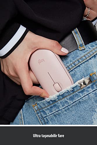 Logitech Pebble Wireless Mouse with Bluetooth or 2.4 GHz Receiver, Silent, Slim Computer Mouse with Quiet Clicks, for Laptop/Notebook/iPad/PC/Mac/Chromebook - Rose/Pink