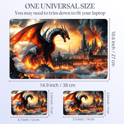 Universal Laptop Skin Sticker Decal,15.6 Inch Laptop Vinyl Cover for 13" 14" 15.6" Laptop,Scratch-Resistant Waterproof Protector Wrap,Reusable with Wrist Pads,Dragon Fiery - color: Dragon Fiery