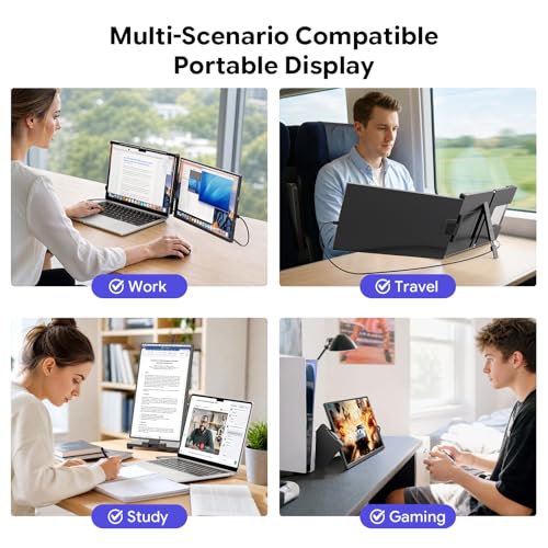 15.6" Laptop Screen Extender,FHD 1080P IPS Portable Monitor for 13"-17" Laptops, Dual Travel Screen Monitor Plug & Play, Laptop Screen Monitor Extender Compatible with Windows/Mac/Android & Chrome OS - style: 15.6 Dual