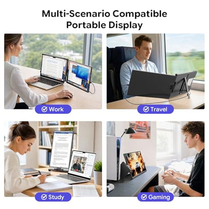 15.6" Laptop Screen Extender,FHD 1080P IPS Portable Monitor for 13"-17" Laptops, Dual Travel Screen Monitor Plug & Play, Laptop Screen Monitor Extender Compatible with Windows/Mac/Android & Chrome OS - style: 15.6 Dual