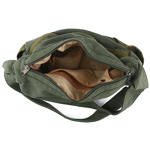 Large Canvas Messenger Bag with Multiple Pockets for Men and Women, Crossbody Shoulder Tote Hobo Laptop Bag - color: 1 - Black