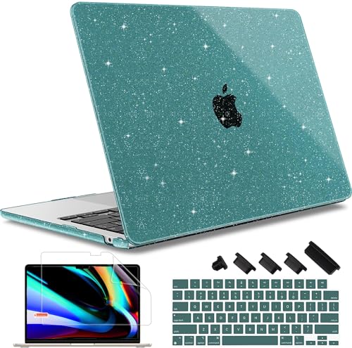 May Chen Case for MacBook Air 13/13.6-inch (M5/M4/M3/M2, 2022-2026 Models A3449 A3240 A3113 A2681), Lightweight | Closes Seamlessly | Ideal for Work Hard Shell Case, Dark Cyan Glitter - color: Dark Cyan Glitter