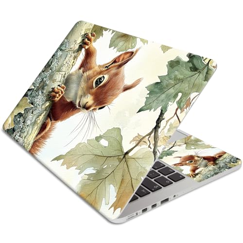 Laptop Skin Sticker 3-Piece Set,Cute Little Squirrel | Trim-to-fit 3-piece vinyl set with one 15 x 10.6 in lid skin and two palm-rest decals for many 12-15.6 in laptops - color: Cute Little Squirrel