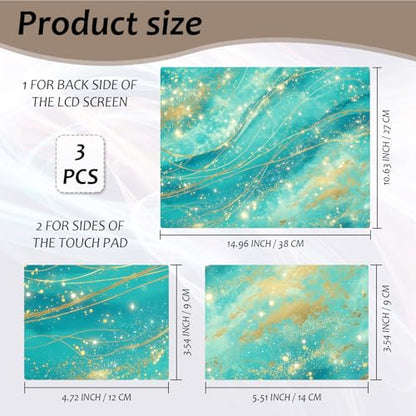 Laptop Skin 12.1-15.6 inch Removable Universal Reusable Laptop Sticker Decal,Waterproof No Residue Vinyl Cover,Scratch-Resistant Cuttable Full Wrap Sticker for Notebook, Turquoise Gold Marble Texture - color: Turquoise Gold Marble Texture