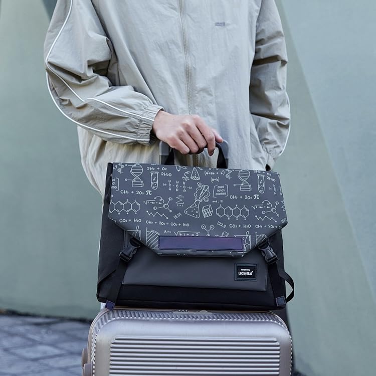 Multifunctional laptop bag, 13.3-16 inch waterproof laptop bag, casual crossbody shoulder handbag for men and women - color: Black-gray Equation