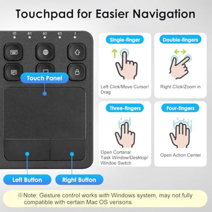 SANWA 3 in 1 Wireless Handheld Mouse + Bluetooth Touchpad Keyboard Set, Presentation Clicker, Remote Air Mouse with Scroll, Portable Finger Mice, Rechargeable Trackpad for Mac, PC, Laptop, Phone, Tabl