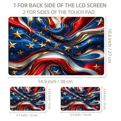 Universal Laptop Skin Sticker for 12/13/14/15.6 Inch Laptops, Reusable Vinyl Laptop Decal Cover, Waterproof Scratch Resistant Notebook Skin with 2 Wrist Pads,Gilded National Flag - color: Gilded National Flag