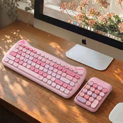 Lomiluskr Cute Wireless Number Keypad with 2.4G USB Receiver, 18 Colorful Round Keys Numpad, Portable Financial Accounting Numeric Keyboard, Suitable for PC, Laptop (Pink) - color: Pink