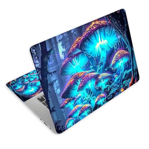 Universal Laptop Skin Decal, 3-Piece Vinyl Protector for 12 13 14 15.6" Notebook, Waterproof Anti-Scratch, Easy Trim & Bubble-Free Finish, Mushrooms are Glowing - color: Mushrooms are Glowing