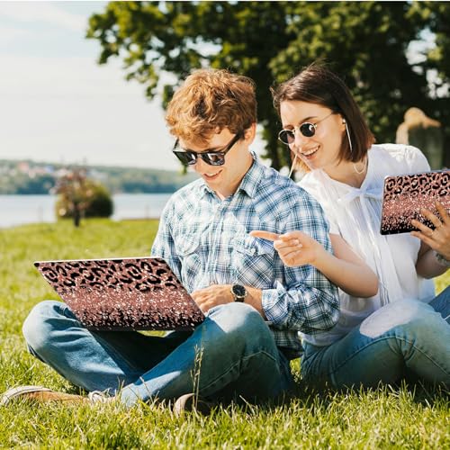 Universal Laptop Skin Sticker with 2 Wrist Pad Skins, Waterproof Scratch Resistant Vinyl Laptop Cover Decal, Cut to Fit for 11–15.6 Inch MacBook HP Dell Lenovo, Glitter Leopards - color: Glitter Leopards