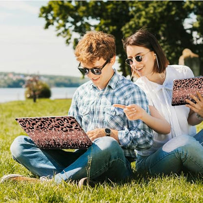 Universal Laptop Skin Sticker with 2 Wrist Pad Skins, Waterproof Scratch Resistant Vinyl Laptop Cover Decal, Cut to Fit for 11–15.6 Inch MacBook HP Dell Lenovo, Glitter Leopards - color: Glitter Leopards