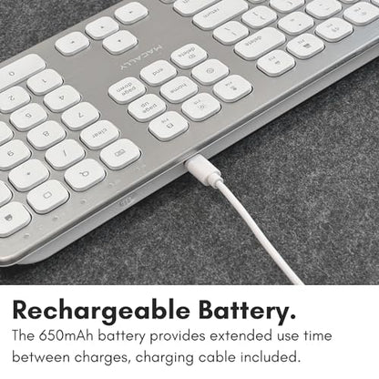 Macally Premium Bluetooth Keyboard for Mac - Compatible Apple Keyboard with Numeric Keypad - Multi Device Wireless for MacBook Pro/Air, Mac mini Pro, iMac, Laptop