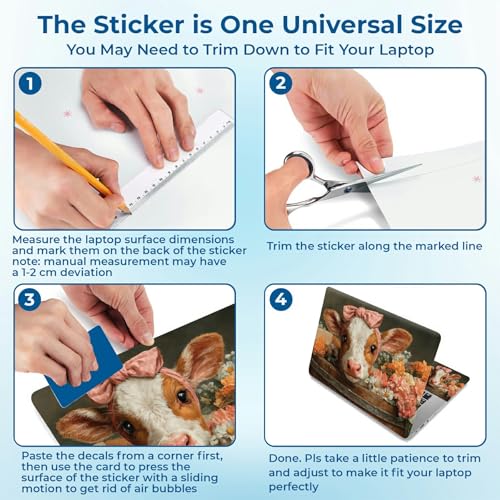 Reusable Universal Laptop Skin Sticker, Cut to Fit for 11.6–15.6 Inch Laptops, Waterproof Protective Film, No-Residue - Blooming Tub Calf - color: Blooming Tub Calf