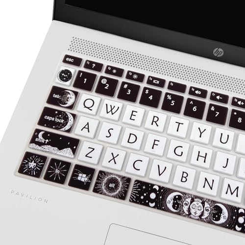 Cute Silicone Keyboard Cover for HP Pavilion x360 14 14-BA/BF/BW/CD/CF/DQ/DK/DH/DS/DF/FQ Series, 14-dk1013dx/dk1003dx/dk0002dx 14-dq1043cl 14-fq0013dx, Sun and Moon - color: Sun and Moon