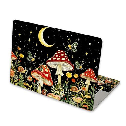 Universal Laptop Skin Sticker for 12/13/14/15.6 Inch Laptops, Reusable Vinyl Laptop Decal Cover, Waterproof Scratch Resistant Notebook Skin with 2 Wrist Pads,Moonlit Mushrooms - color: Moonlit Mushrooms