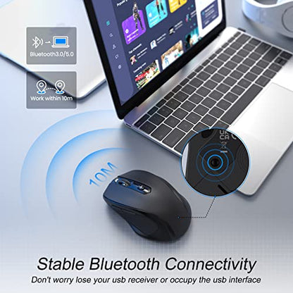 HOTWEEMS Wireless Mouse Bluetooth, Ergonomic Computer Mouse with 2400 DPI 5 Levels, 6 Buttons, 18 Month Battery, Silent Mouse for Laptop Mac PC Chromebook - color: Graphite, size: 1 Pack