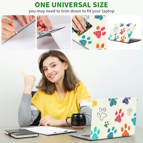 Laptop Skin Sticker Decal, Universal Protective Cover Fit 12 13 14 15.6 Inch Notebook, Reusable Water-Resistant Vinyl Decal w/ 2 Wrist Pads for Business Travel Office, Dog Paw Print Freen - color: Dog Paw Print Freen