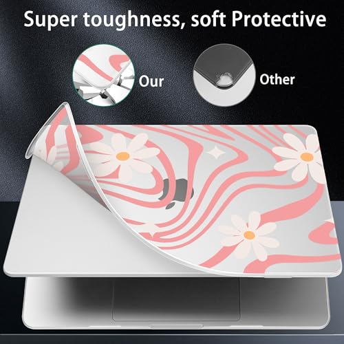 for 2026 MacBook Air 13-inch Laptop Case M5 2026 M4 2025 M3 2024 M2 2022 Release Model A3449 A3240 A3113 A2681, Hard Shell Cover for MacBook Air 13.6 inch, Wavy Swirl Groovy Daisy - color: Wavy Swirl Groovy daisy