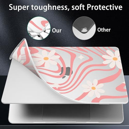 for 2026 MacBook Air 13-inch Laptop Case M5 2026 M4 2025 M3 2024 M2 2022 Release Model A3449 A3240 A3113 A2681, Hard Shell Cover for MacBook Air 13.6 inch, Wavy Swirl Groovy Daisy - color: Wavy Swirl Groovy daisy