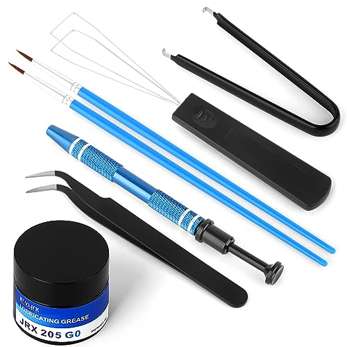 RUNJRX Keyboard Lube Kit JRX 205G0 0.53oz/15g for Mechanical Keyboard Switch Lube, Keyboard Removal Tool with Keycap Puller,Switch Puller,Tweezers(6 Pcs) - style: Lube Kit-M
