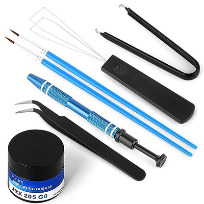 RUNJRX Keyboard Lube Kit JRX 205G0 0.53oz/15g for Mechanical Keyboard Switch Lube, Keyboard Removal Tool with Keycap Puller,Switch Puller,Tweezers(6 Pcs) - style: Lube Kit-M
