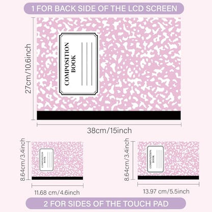 CREATCABIN Laptop Skin Sticker Decal PVC Vinyl Quote Sticker Notebook Art Decal PC Art Personalized Protector Waterproof Scratchproof for 12.1 13 13.3 .6 14 15 15.3 16 Inch Pink Composition Book - style: Pink Composition Book