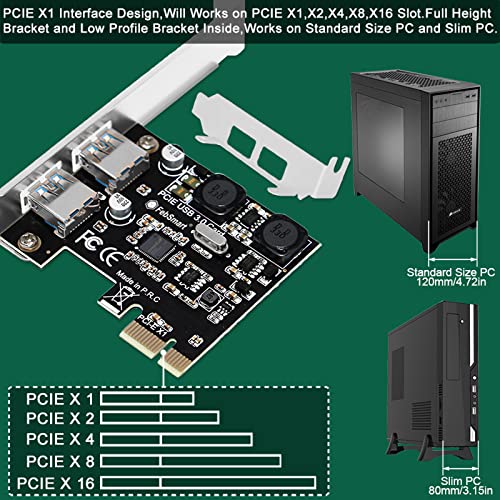 2-Ports Superspeed 5Gbps USB 3.0 PCI Express Expansion Card for Windows, MAC OS X and Linux Desktop PCs, Built in Self-Powered Technology, No Need Additional Power Supply (FS-U2S-Pro) - style: FS-U2S-Pro