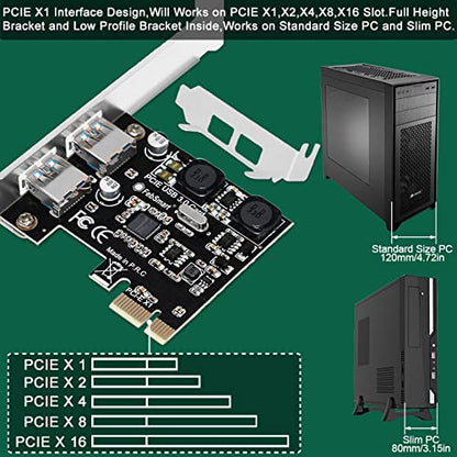 2-Ports Superspeed 5Gbps USB 3.0 PCI Express Expansion Card for Windows, MAC OS X and Linux Desktop PCs, Built in Self-Powered Technology, No Need Additional Power Supply (FS-U2S-Pro) - style: FS-U2S-Pro