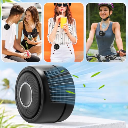 3 Pack Portable Silent Mini Bladeless Fan Clip On Cooling USB Rechargeable Electric Small Fan for Shirt Belt Waist Outdoor Travel Office Summer Wear Personal Use(Black) - color: Black