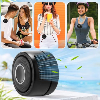 3 Pack Portable Silent Mini Bladeless Fan Clip On Cooling USB Rechargeable Electric Small Fan for Shirt Belt Waist Outdoor Travel Office Summer Wear Personal Use(Black) - color: Black